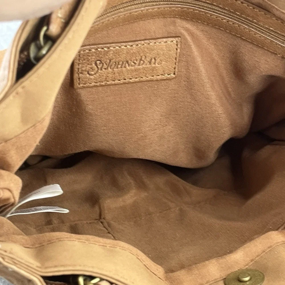 Genuine Tooled Leather Hobo Shoulder Bag Purse Caramel Brown Hippie St Johns Bay